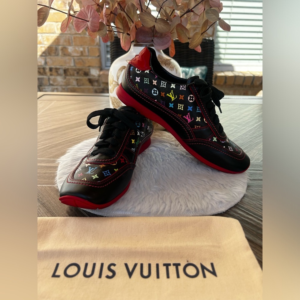 Louis Vuitton Murakami Black Multicolor Low Top Sneakers (Size 37/7 US)